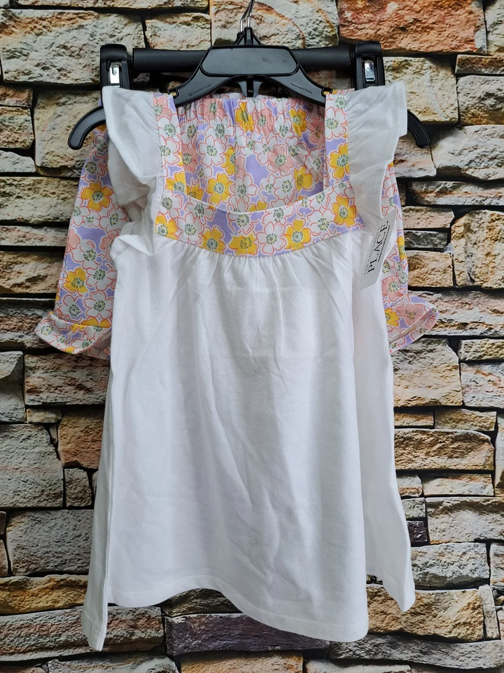 The Children's Place White & Floral Girls Tank Top with Floral Shorts